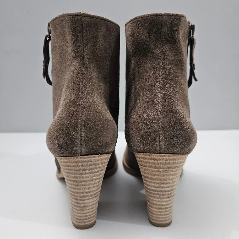 Paul Green Reya Stacked Heel Ankle Boot Womens UK 8.5 Brown Suede Side Zip